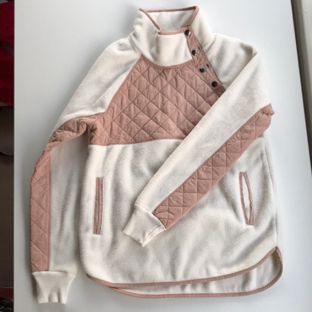 Abercrombie & Fitch NEW CreamPink Fleece Pullover